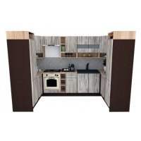 Bucatarie de Colt COSSY NEW 170-320-170, Wenge / Decor K084